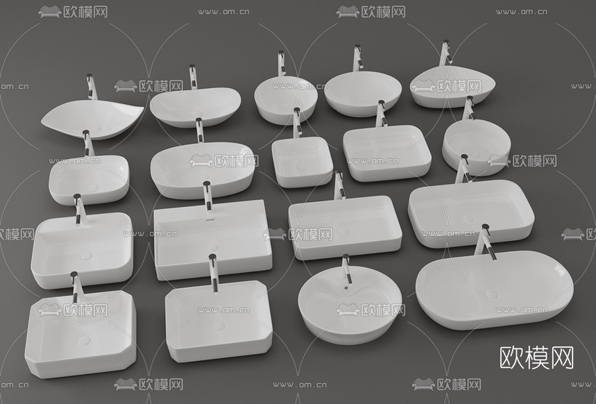 现代洗手盆组合3d模型下载(渲染图1)