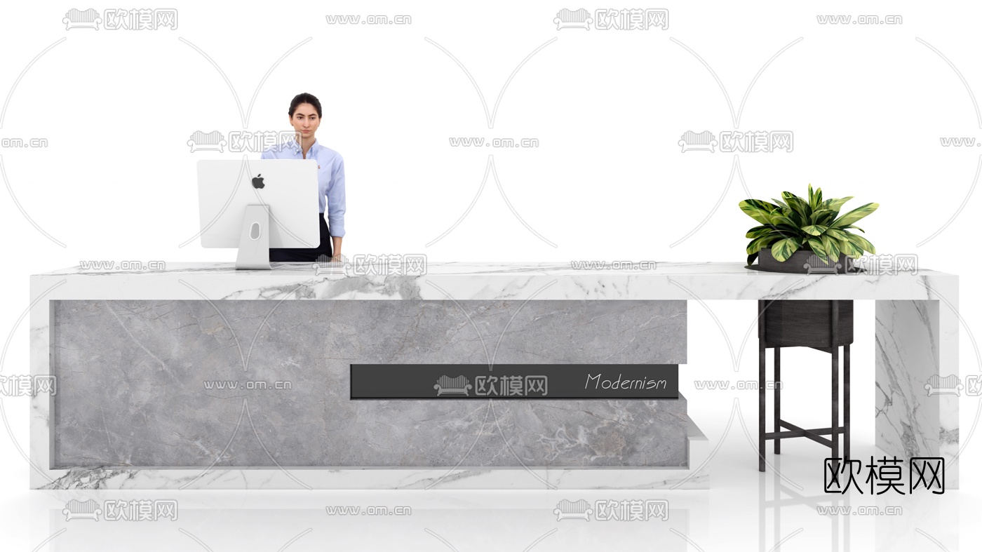 现代前台接待台3d模型
