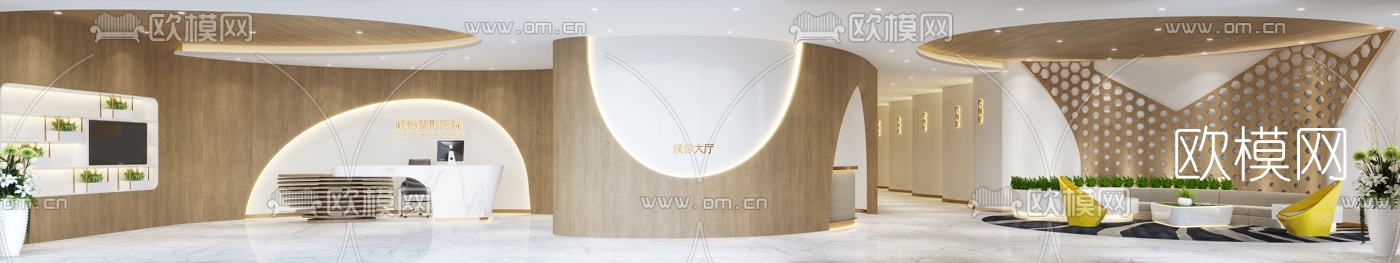 现代整形医院前台接待大厅3d模型