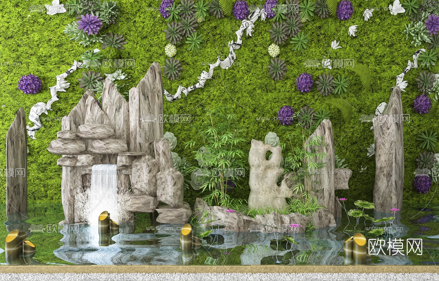 现代假山景观园艺小品3d模型下载