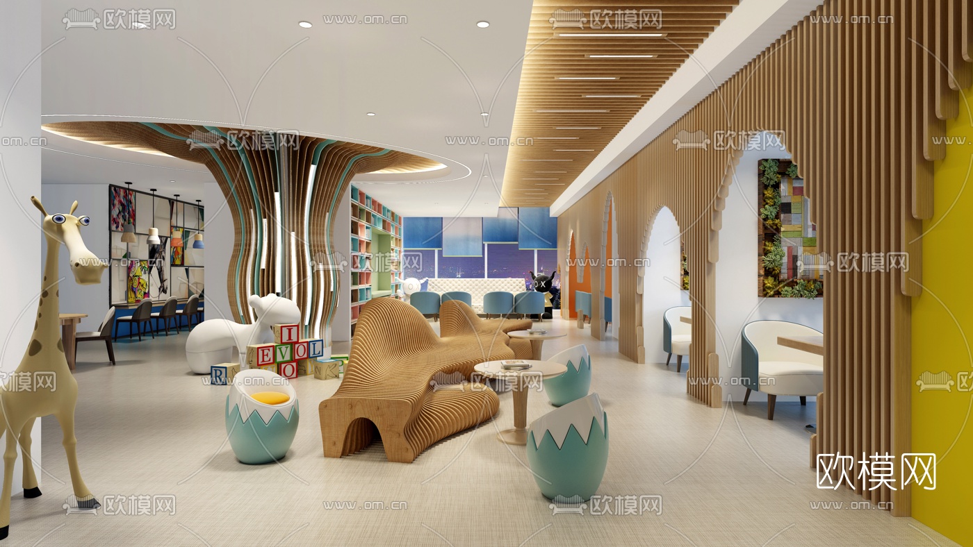 现代儿童主题特色餐厅3d模型下载