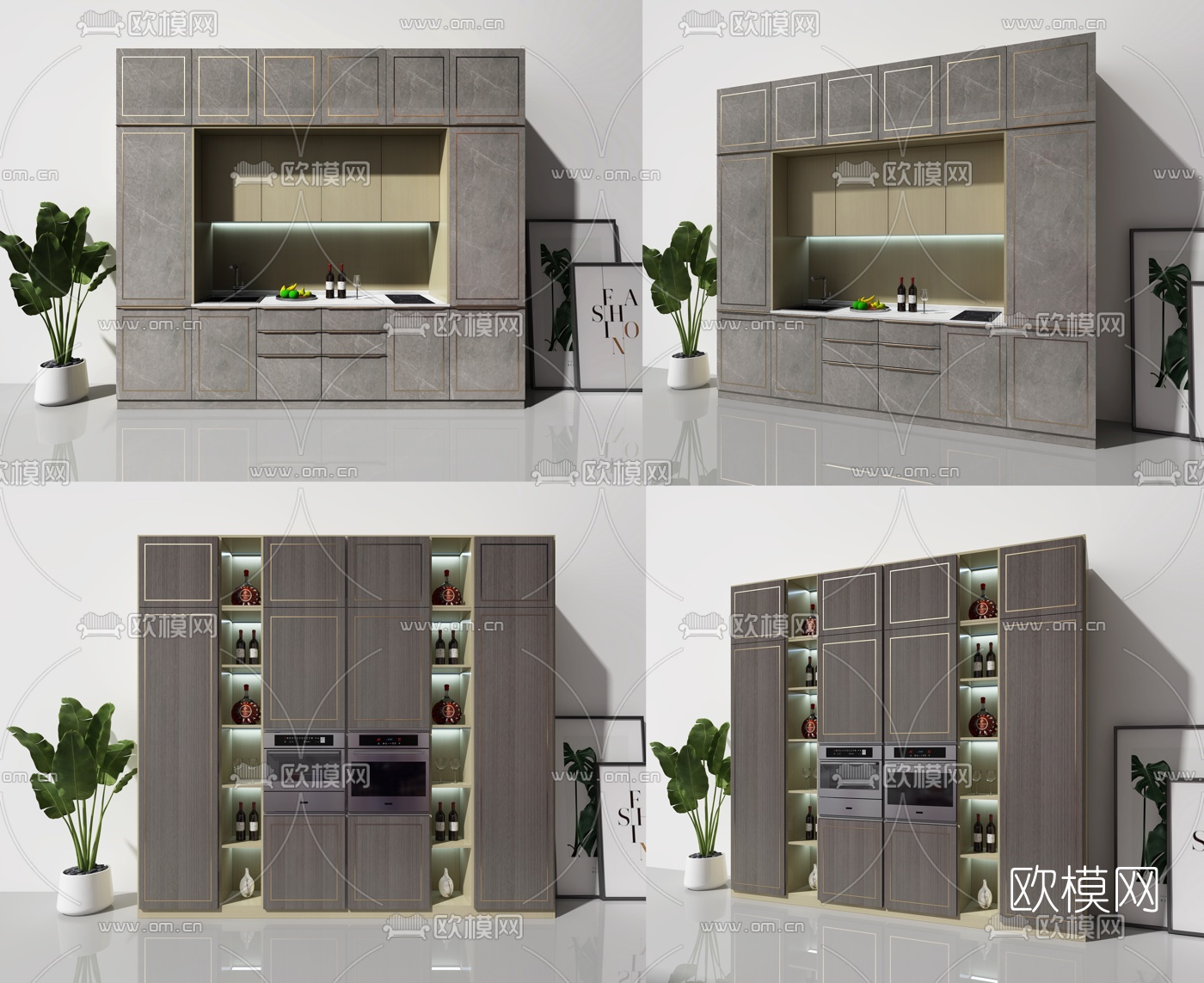 现代橱柜3d模型下载（渲染图1）