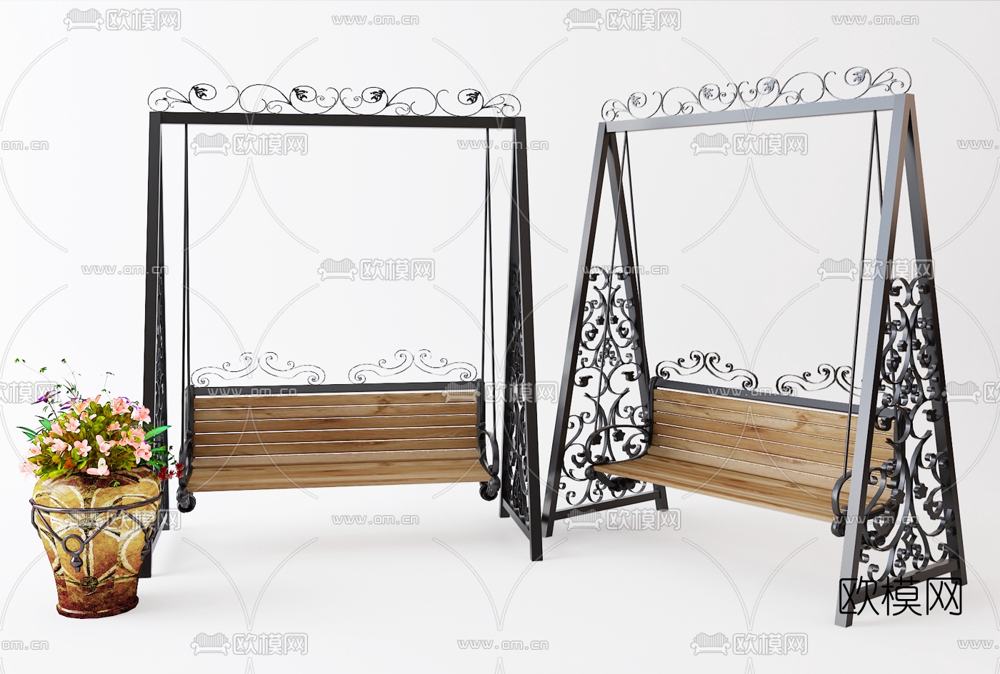 欧式户外秋千吊椅3d模型下载