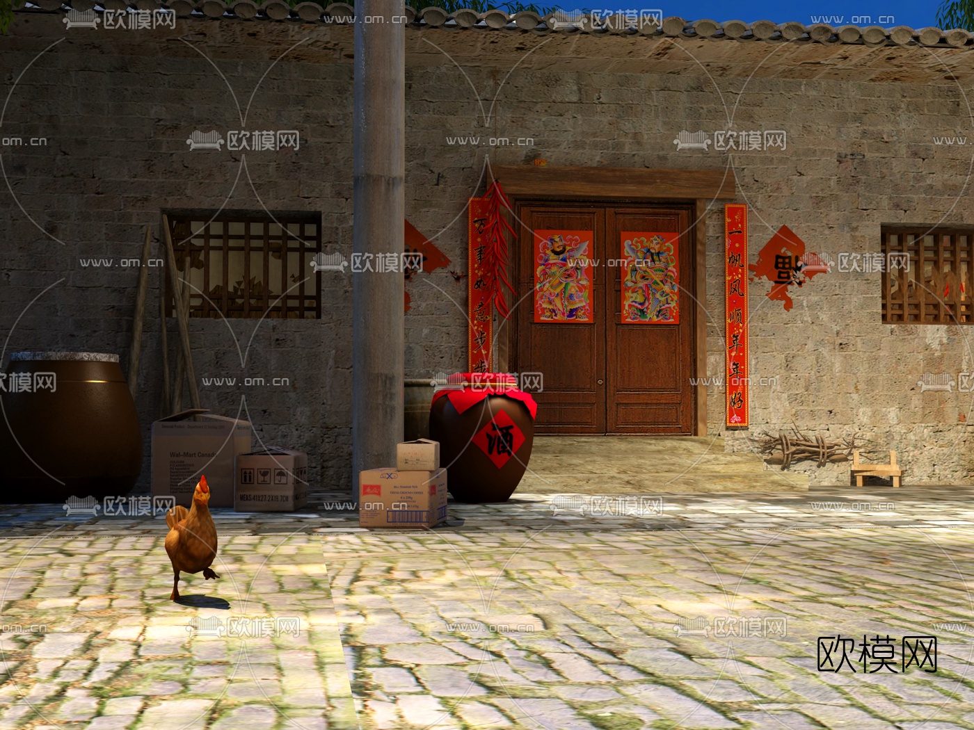 中式农家小院景观3d模型