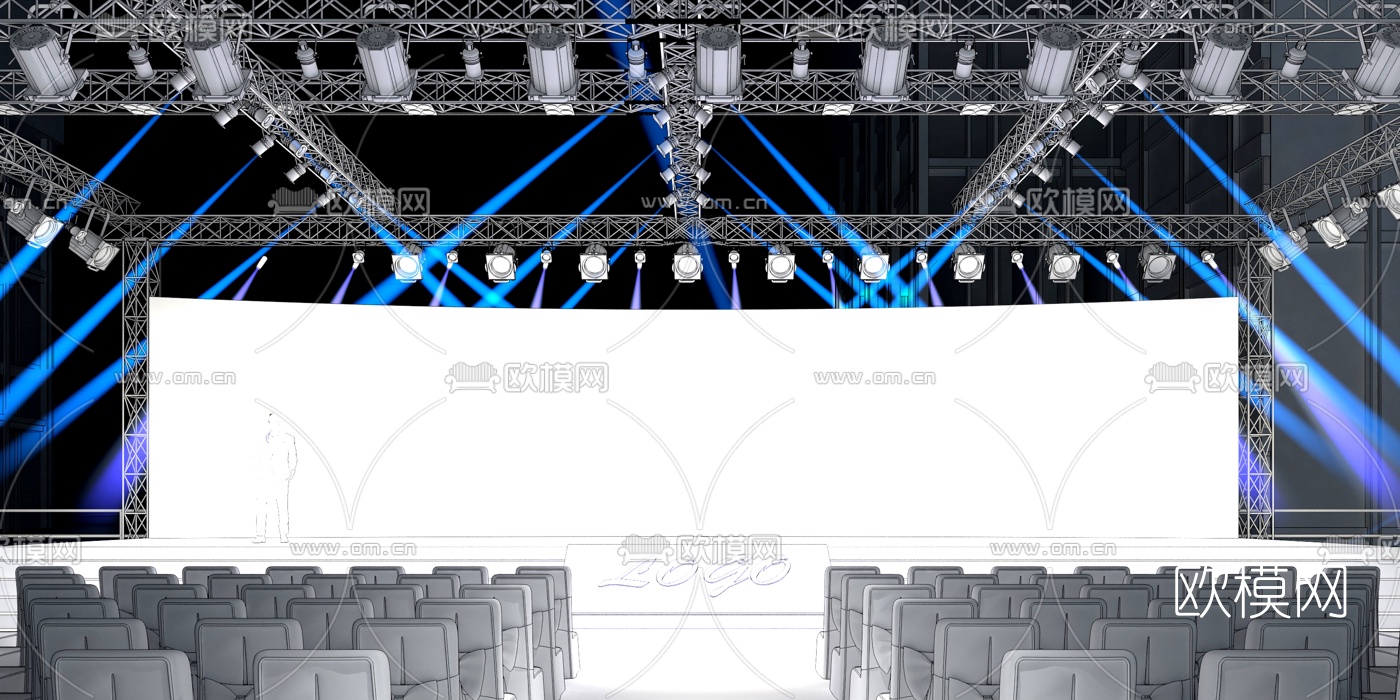 现代室外舞台会场3d模型