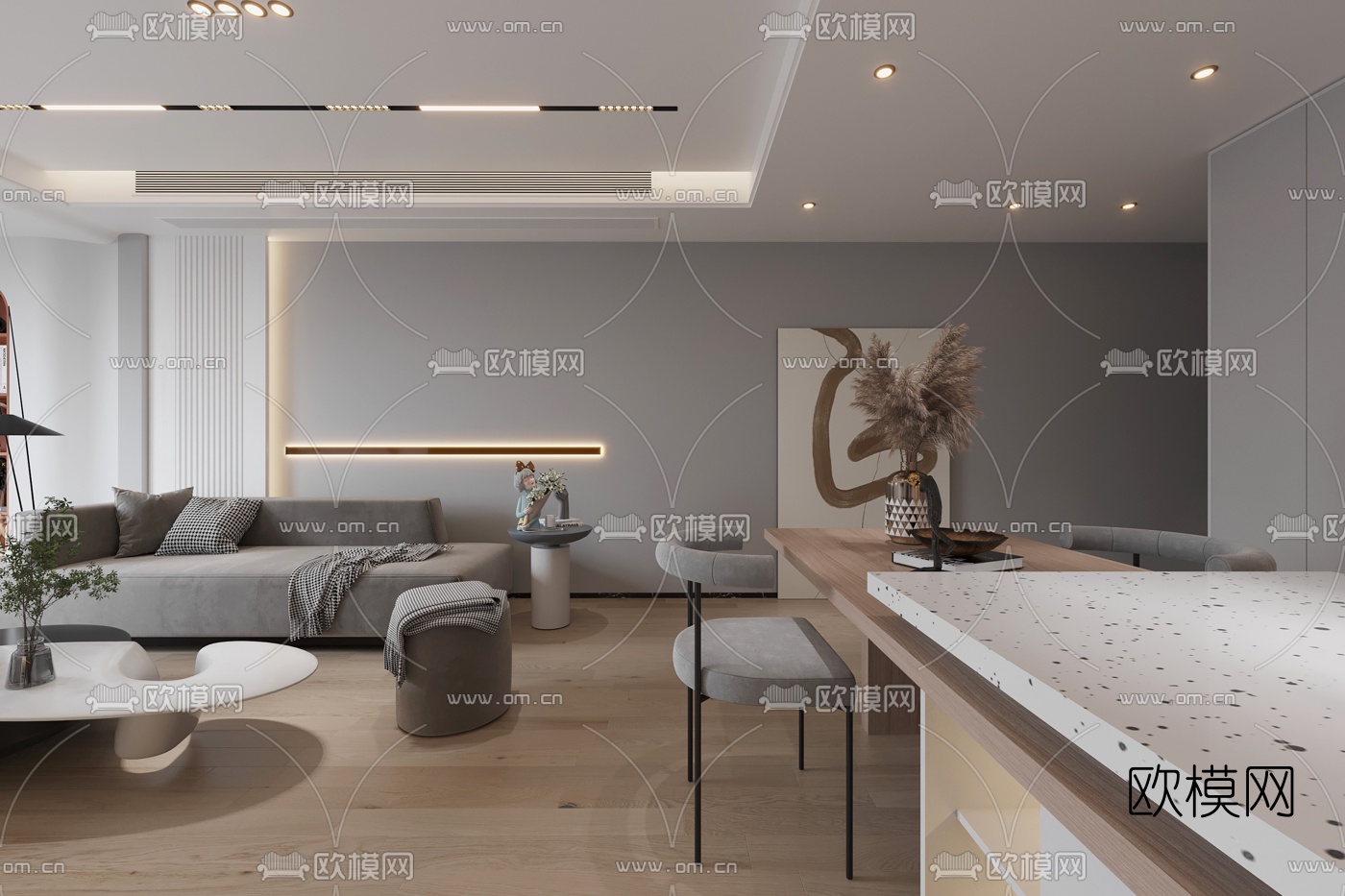 现代简约客厅3d模型