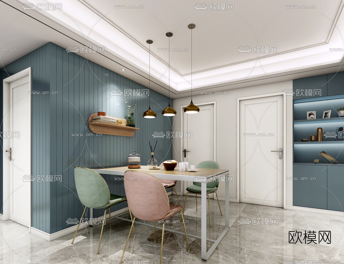 北欧客厅餐厅3d模型