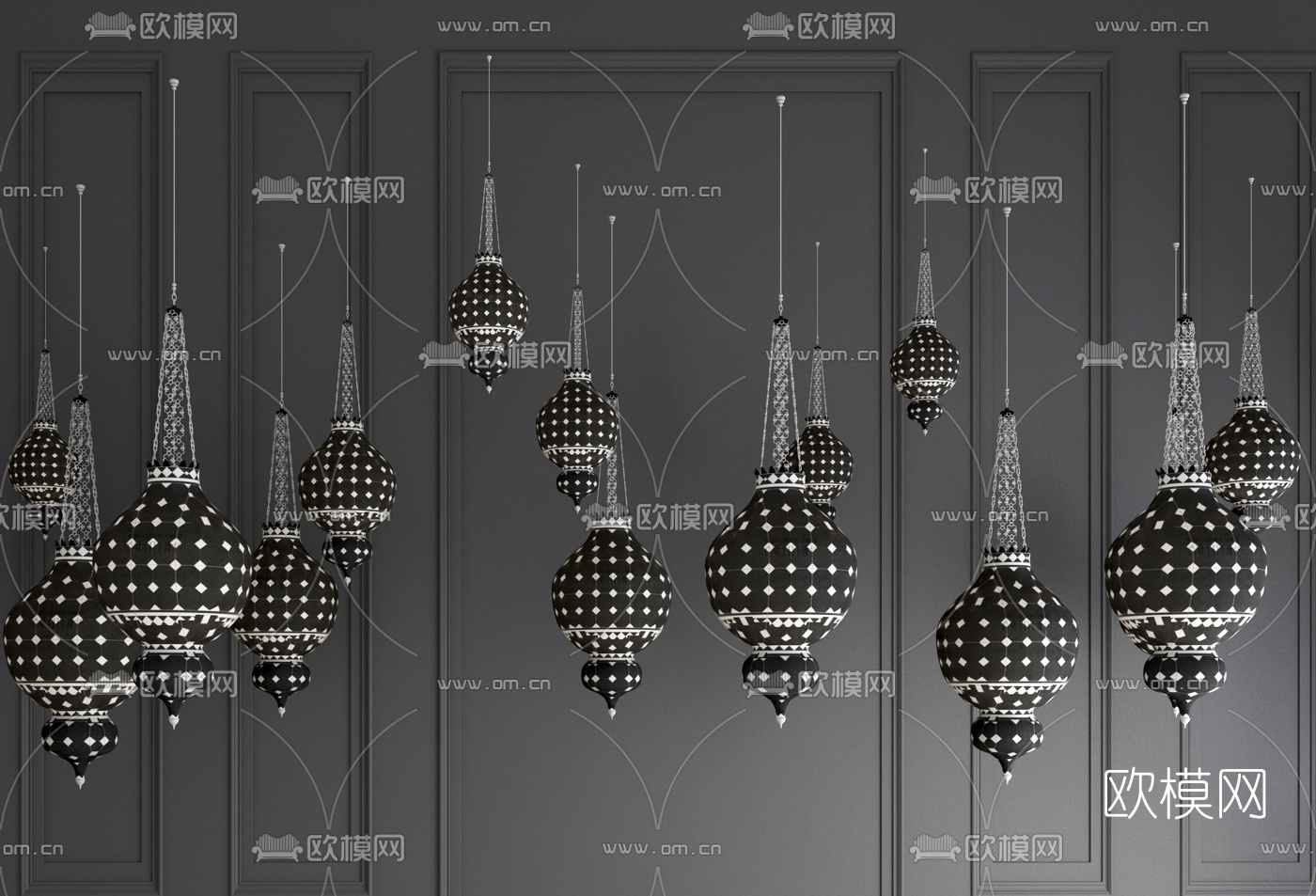 工业风铁艺吊灯3d模型