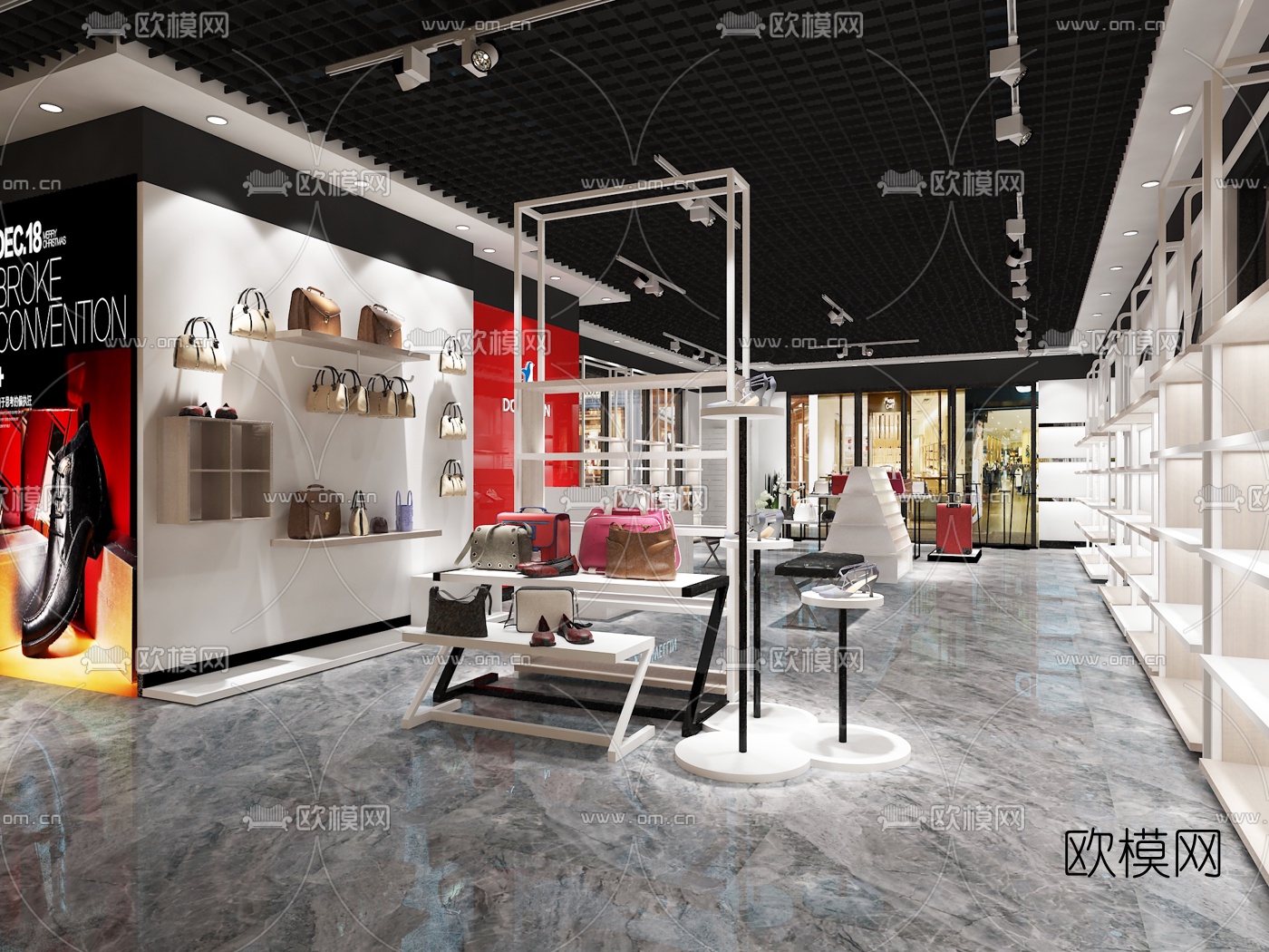 现代女士鞋包专卖店3D模型