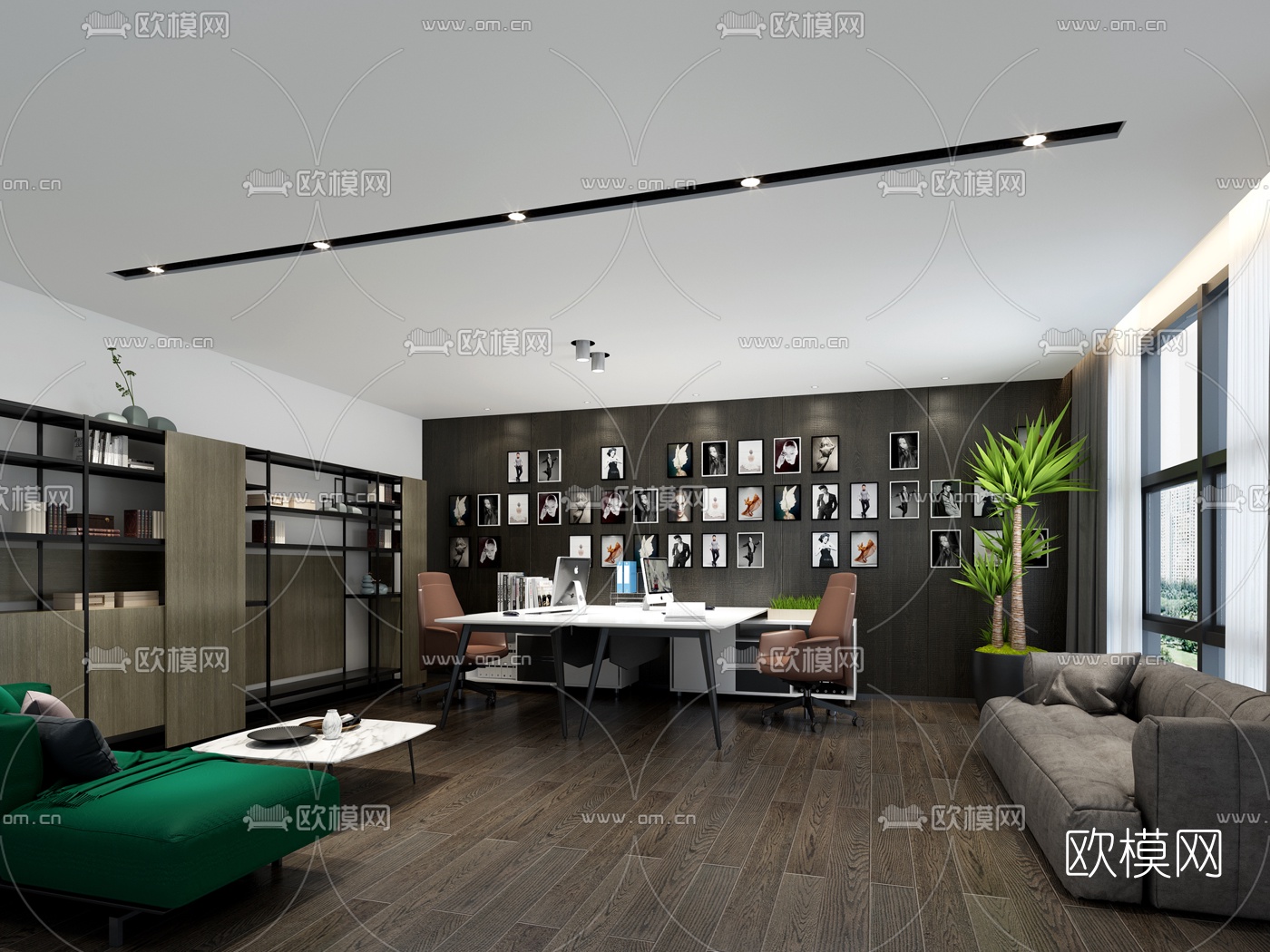现代办公室3D模型-免费3dmax模型库-欧模网