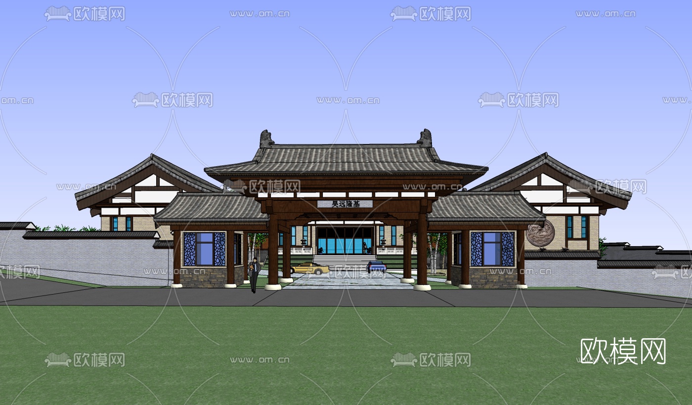 中式休闲会所su模型