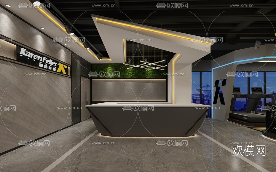 现代健身房3d模型下载(渲染图3)