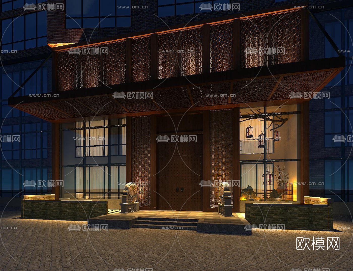 中式建筑门面门头免费3d模型