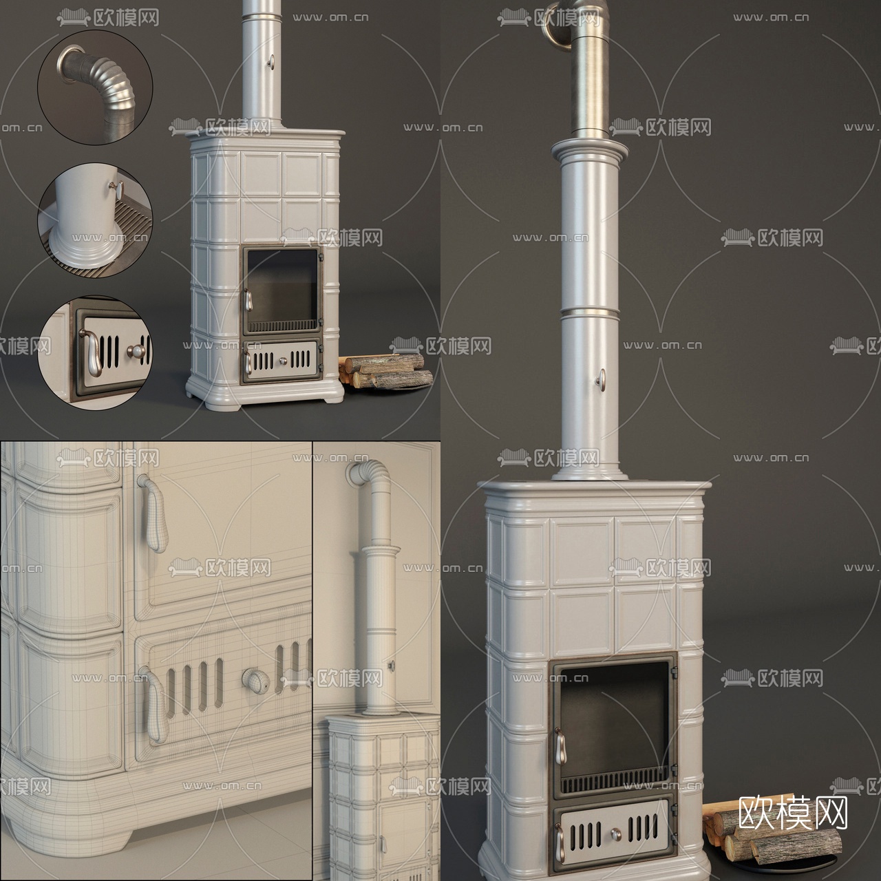 欧式壁炉3d模型
