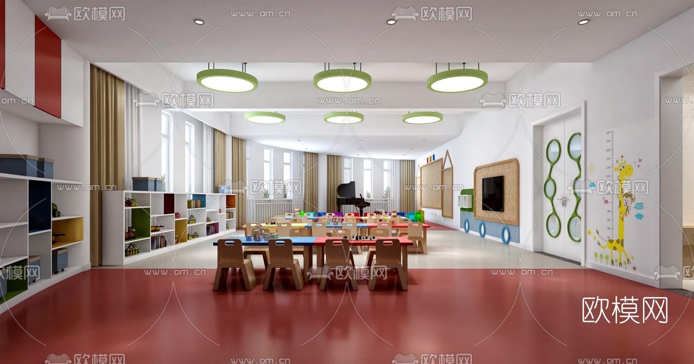 现代幼儿园教室3d模型下载