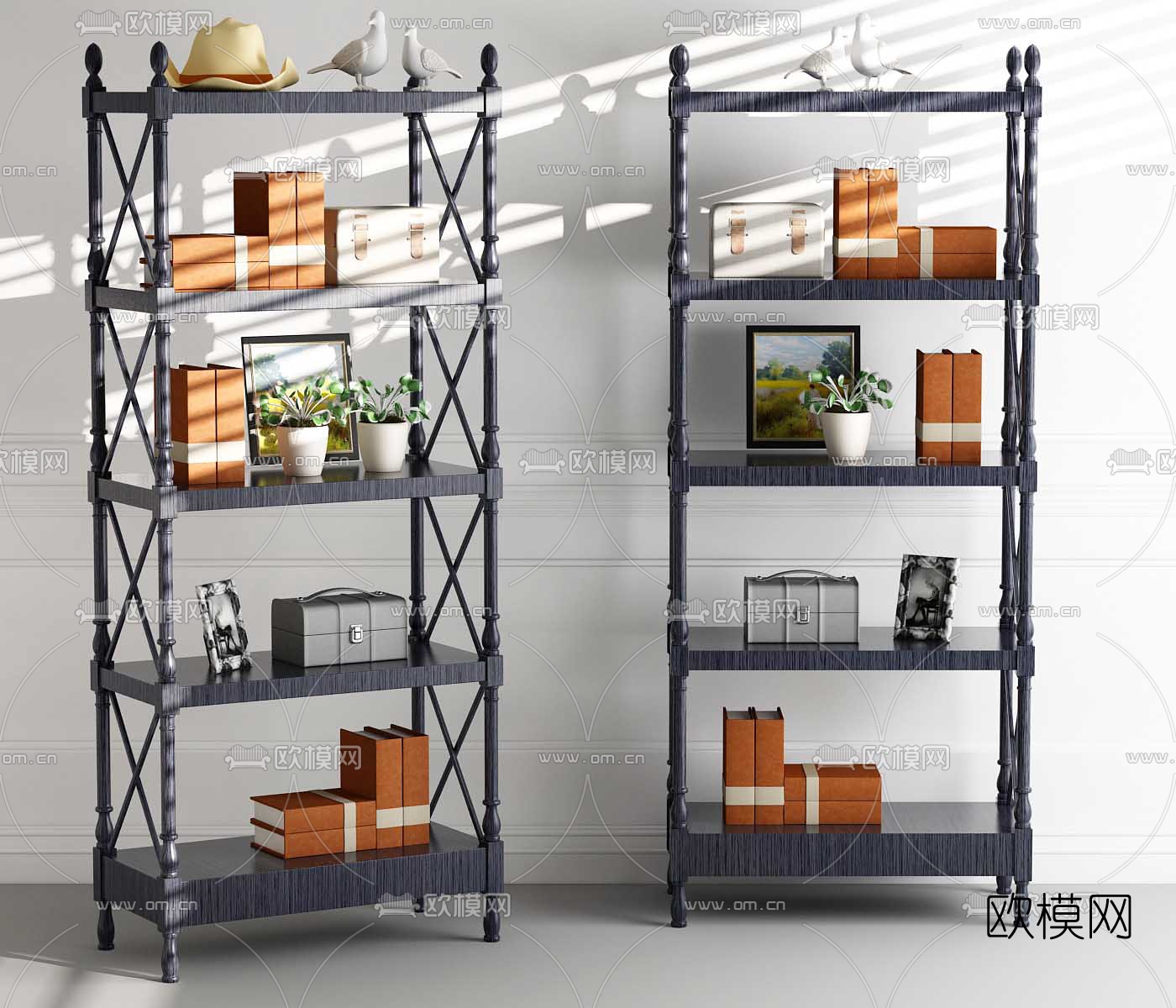 美式置物架装饰架3d模型下载