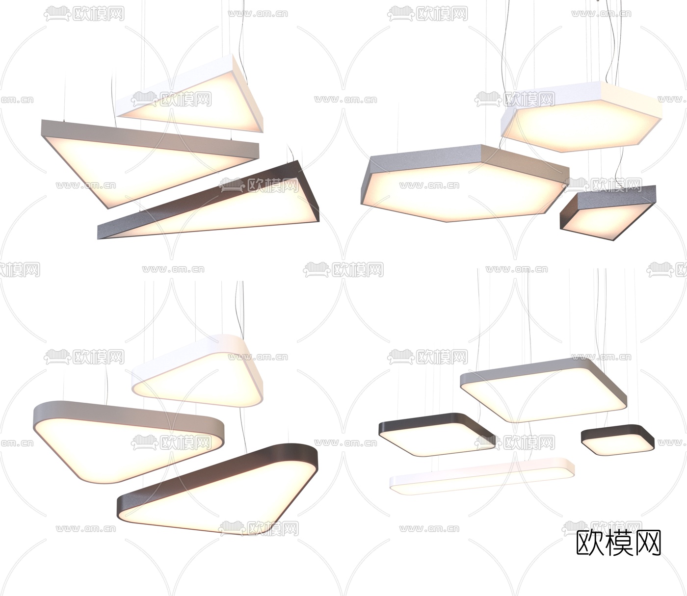 现代方形金属吊灯3d模型下载_ID10647897_3dmax免费模型-欧模网