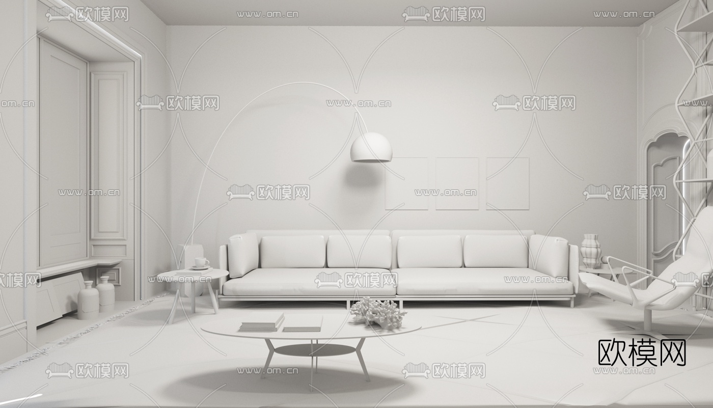 意大利Alias品牌 北欧布艺沙发组合3d模型下载（渲染图2）