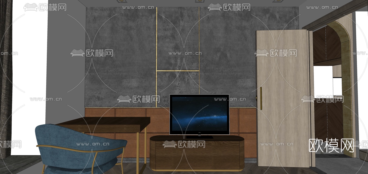 现代轻奢客餐厅su模型下载（渲染图17）