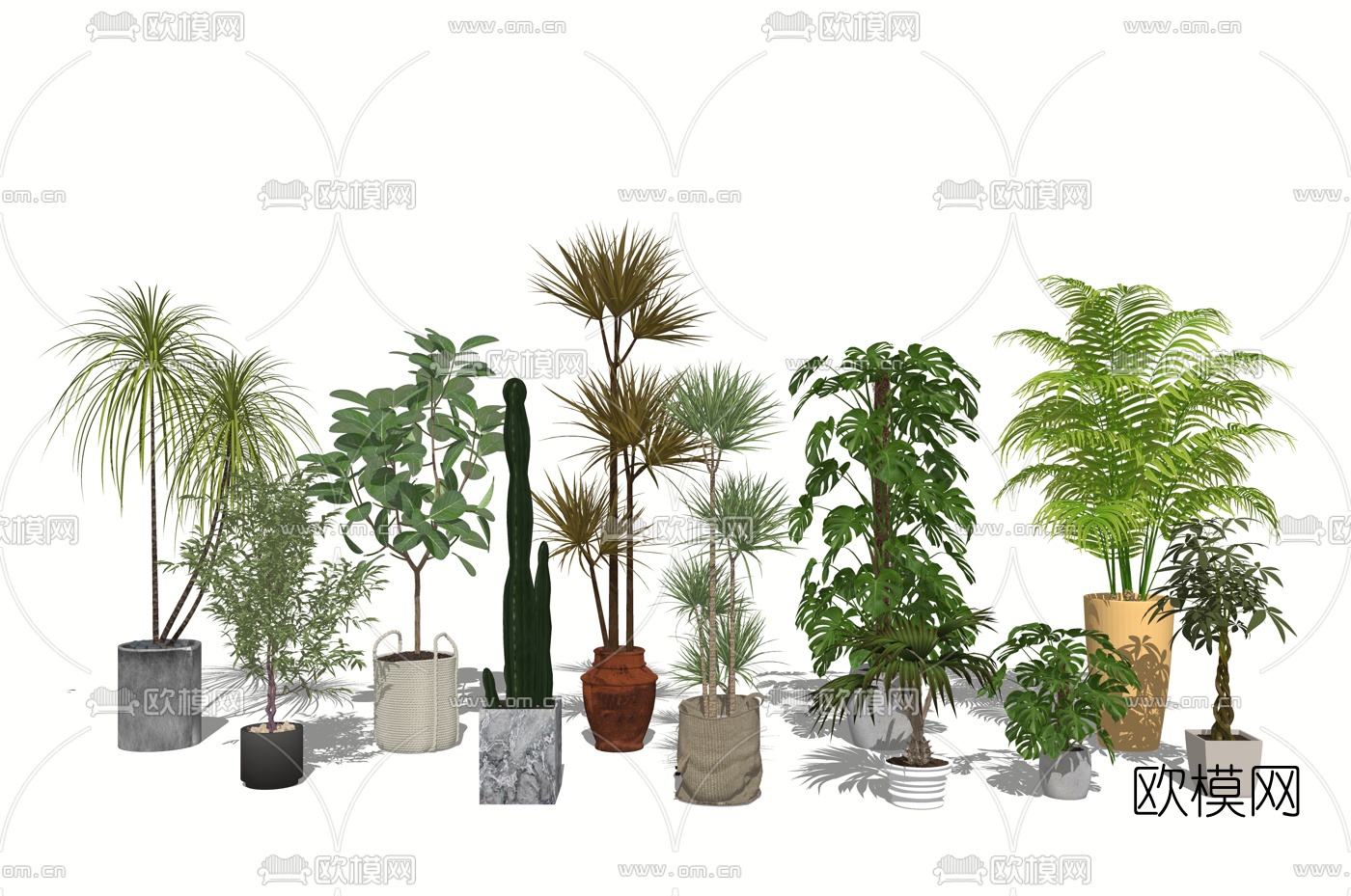 北欧绿植盆栽su模型下载