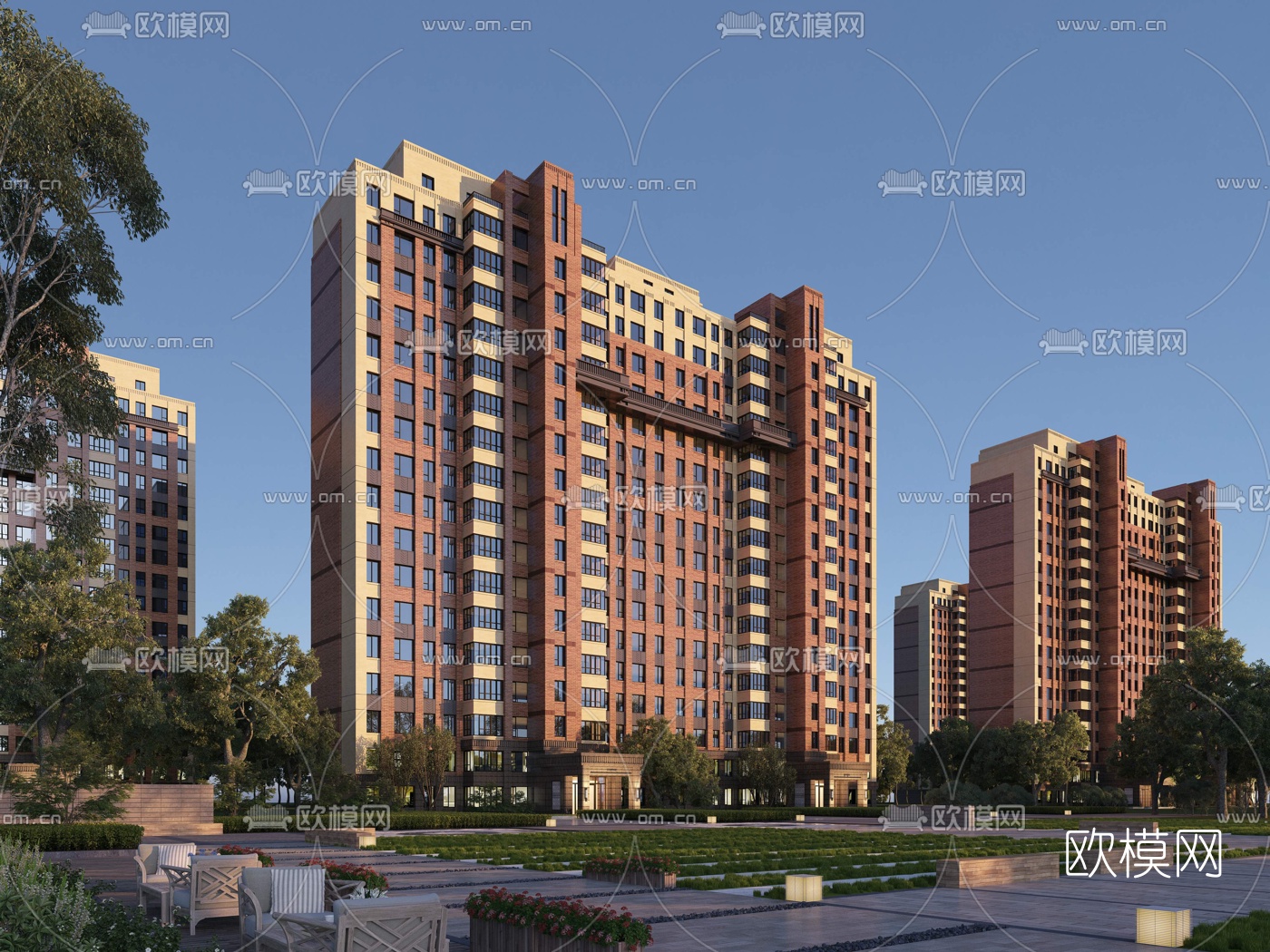 现代住宅建筑外观3d模型
