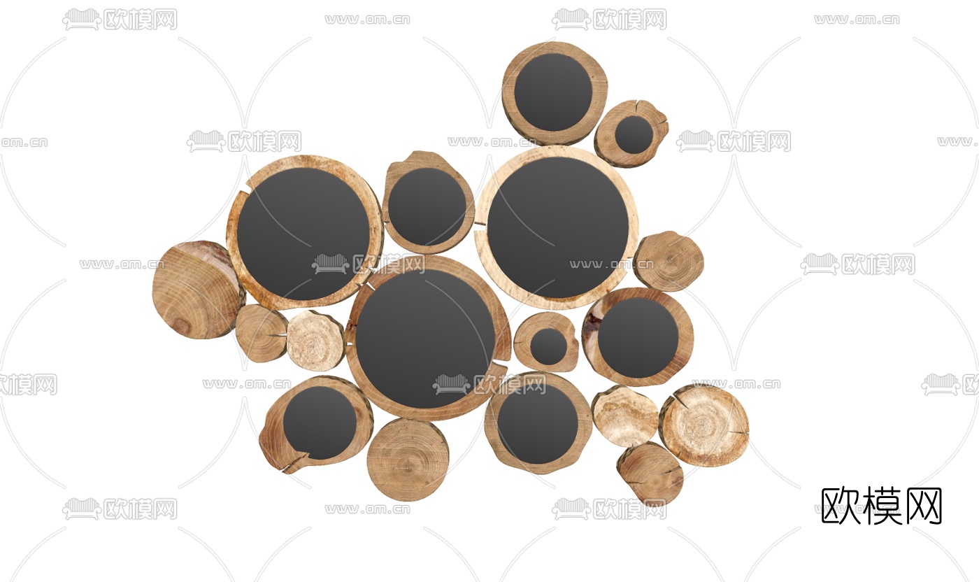 现代原木挂件免费su模型下载