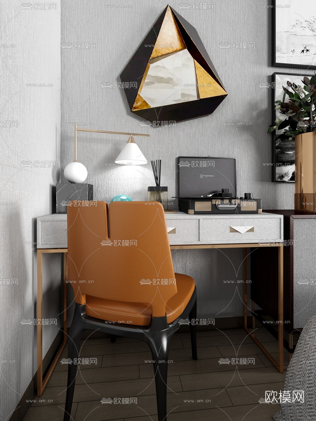 HBA设计现代梳妆台3D模型下载