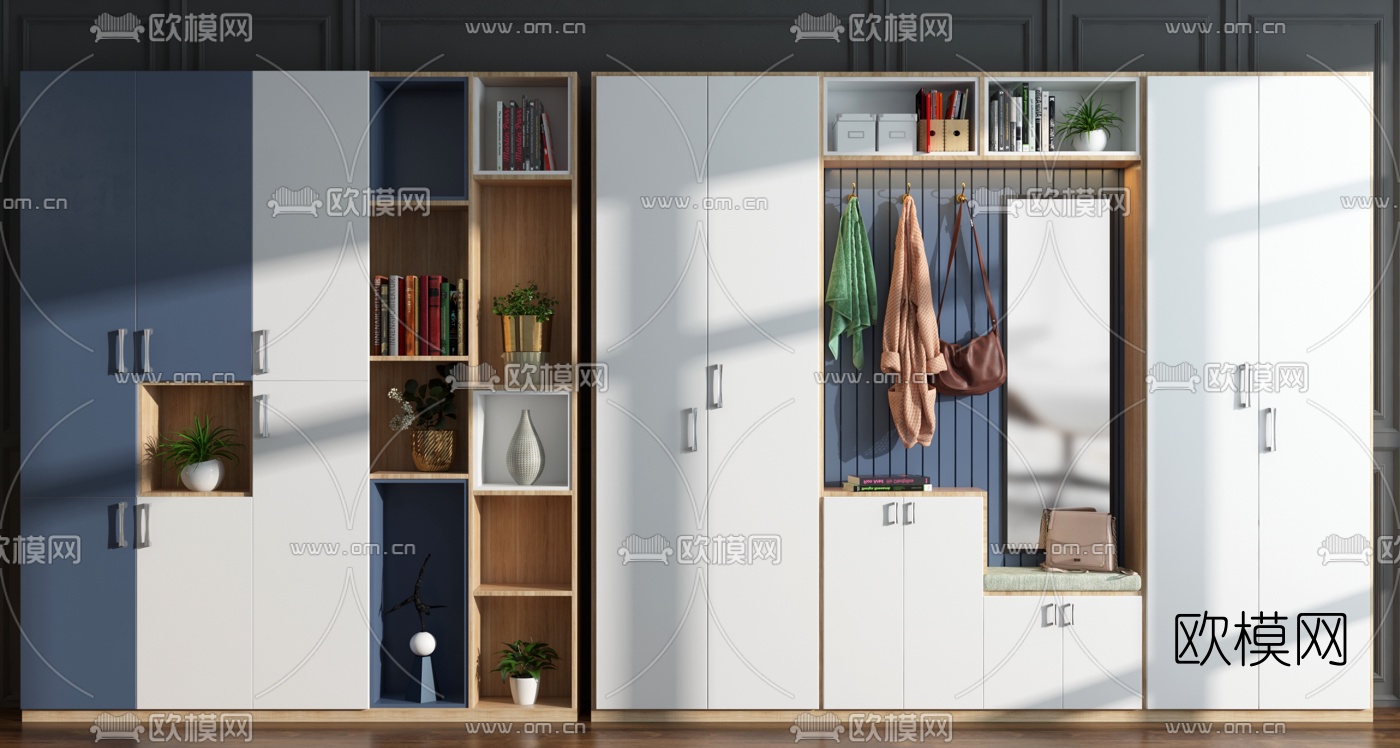 北欧实木多功能鞋柜3D模型