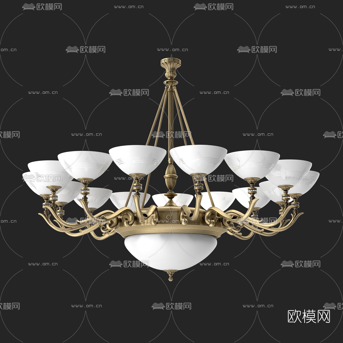 欧式金属吊灯3D模型免费下载-免费3dmax模型库-欧模网