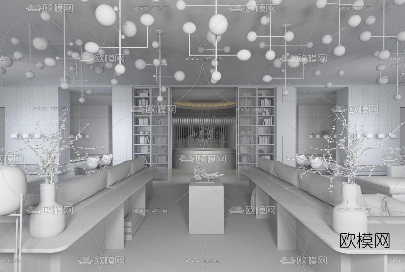 矩阵纵横现代售楼处大堂区3D模型