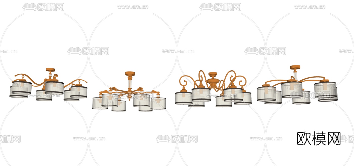 欧式金属吊灯su模型下载