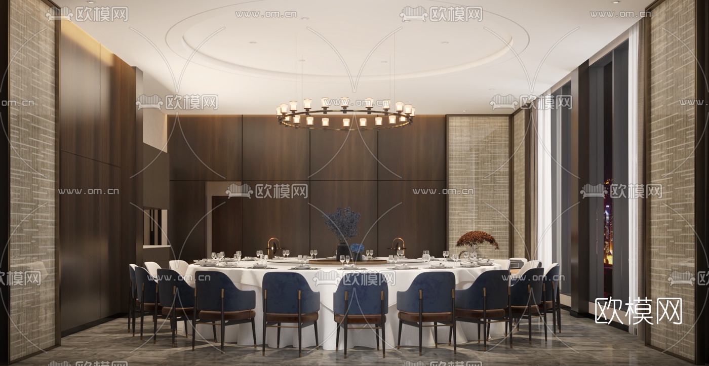新中式餐厅包间3d模型