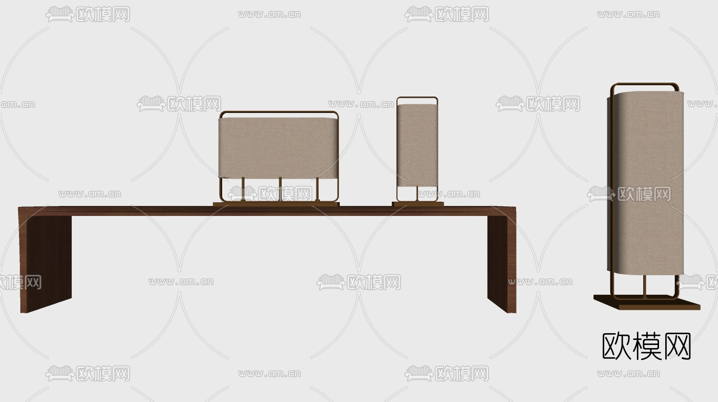 新中式台灯组合su模型下载