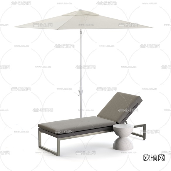 现代户外躺椅3d模型下载