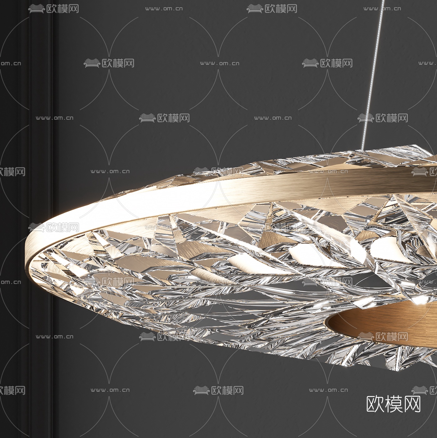 现代轻奢水晶吊灯3d模型下载（渲染图3）