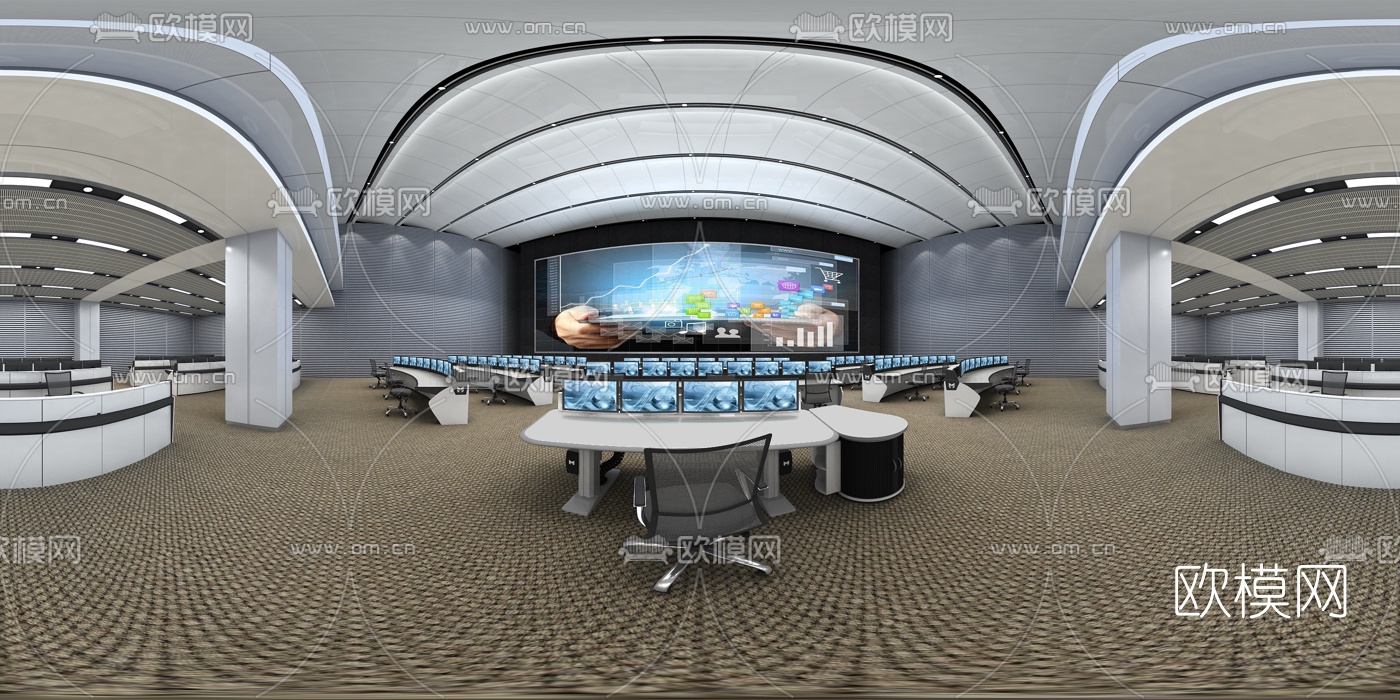 现代监控中心指挥中心3D模型