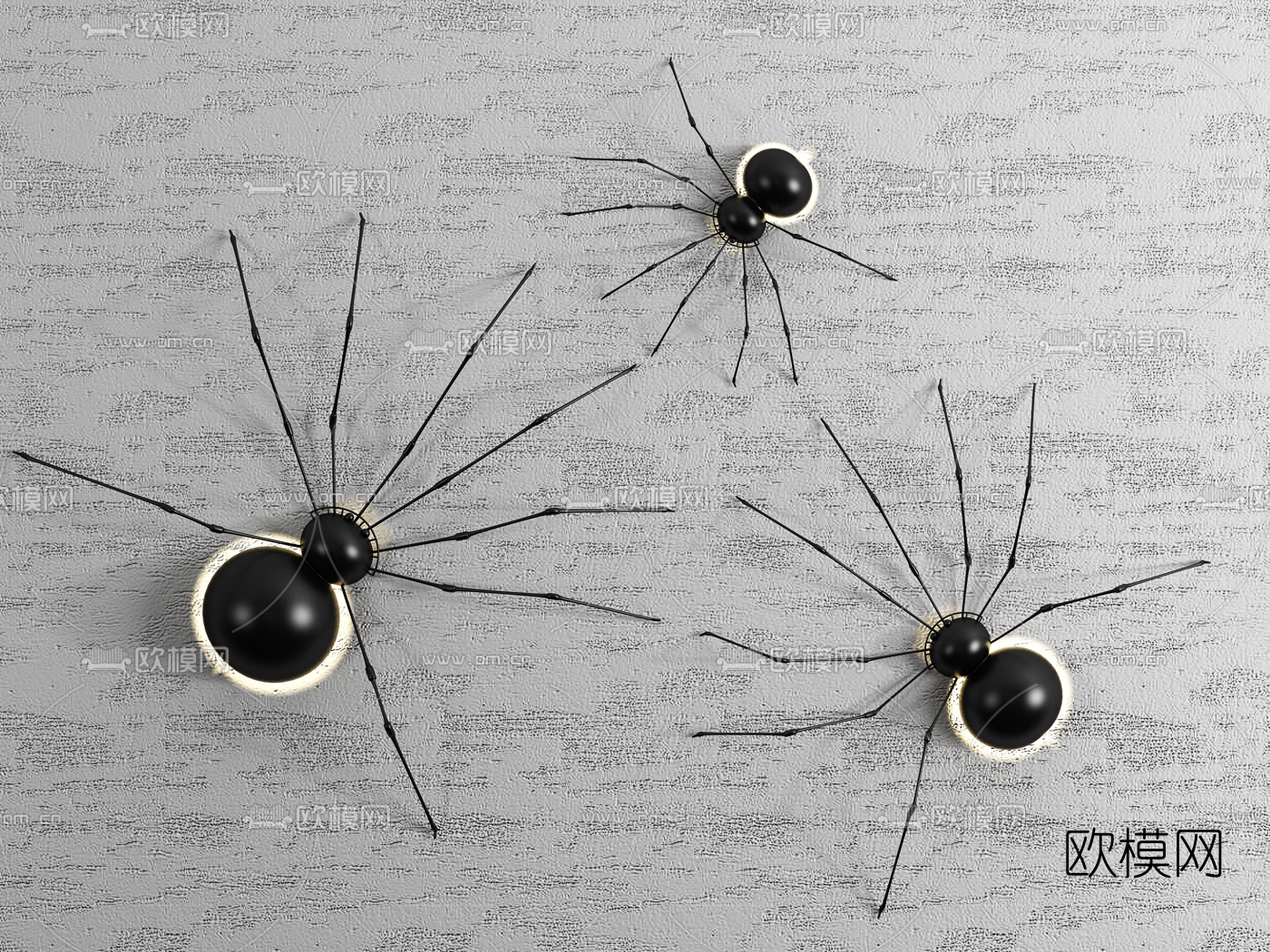 现代蜘蛛壁灯组合3d模型下载（渲染图1）