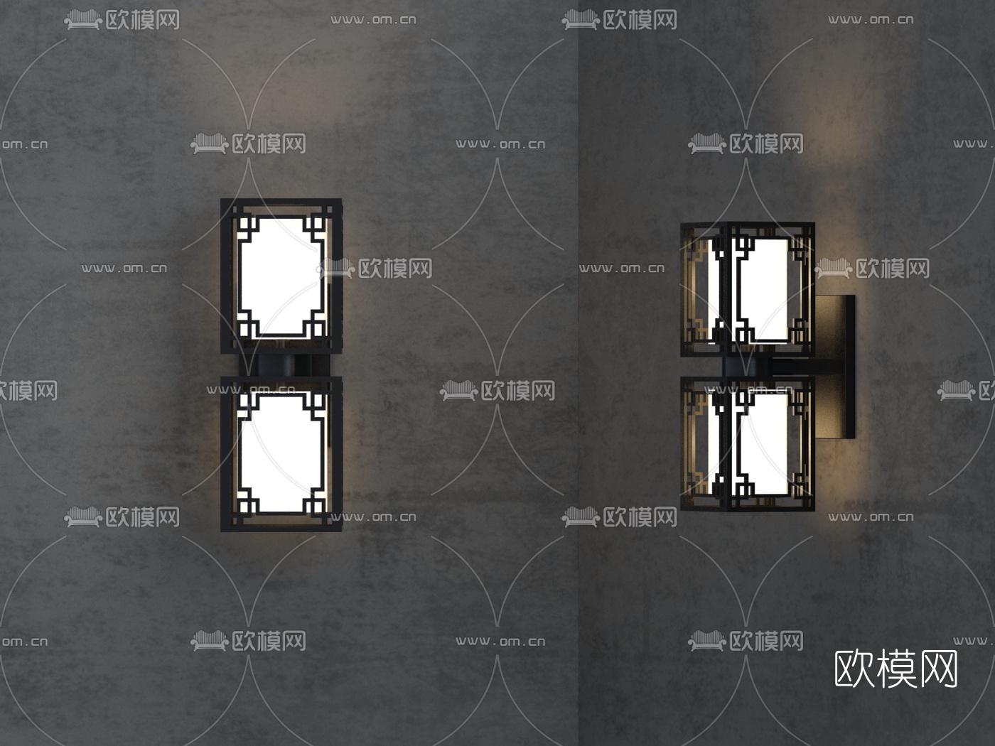 中式复古壁灯3d模型下载