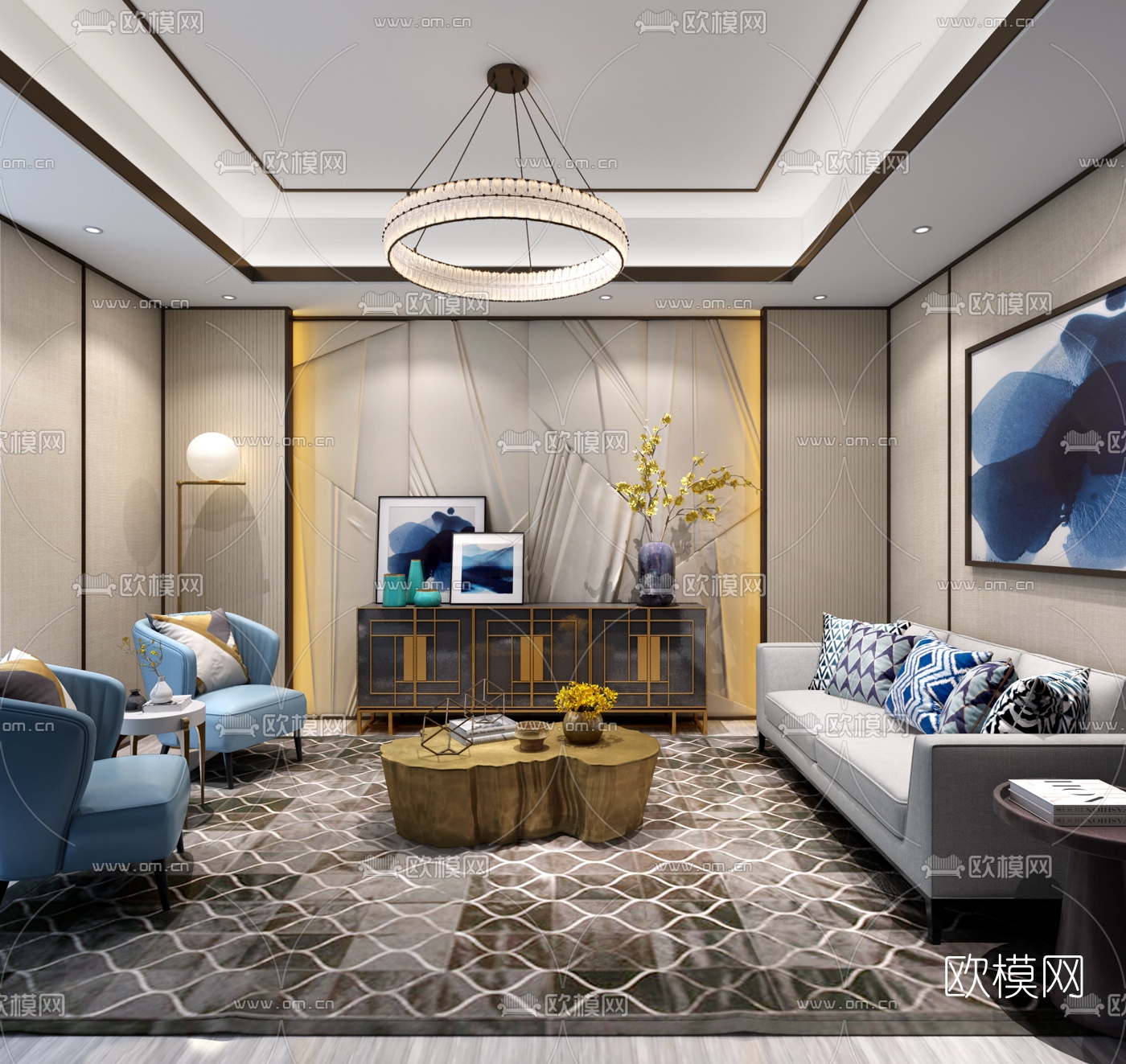 现代会客室3D模型下载（渲染图1）