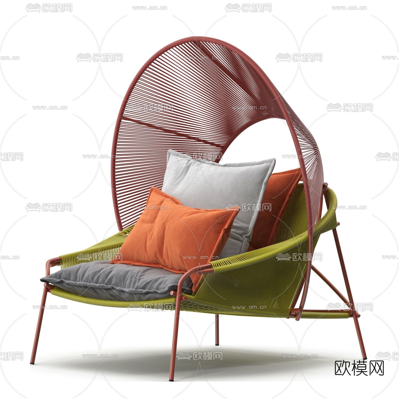 现代藤编休闲户外椅3d模型下载（渲染图5）