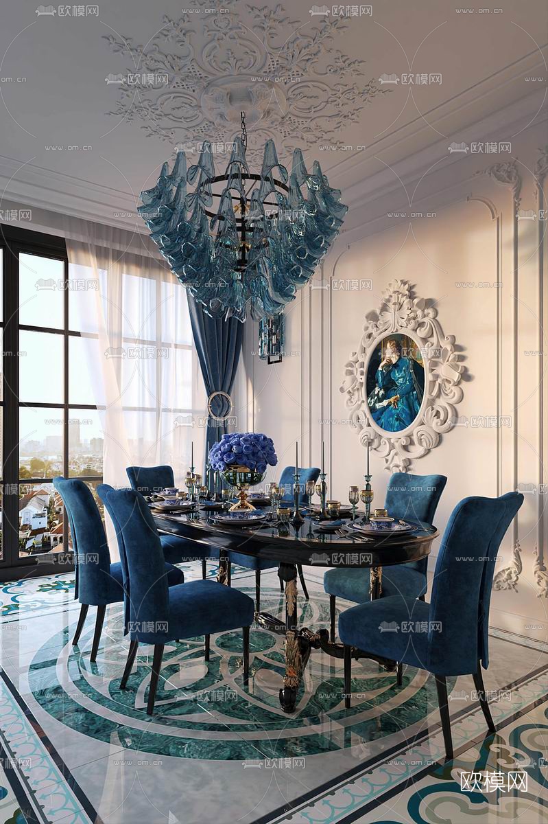 欧式餐厅su模型下载（渲染图3）