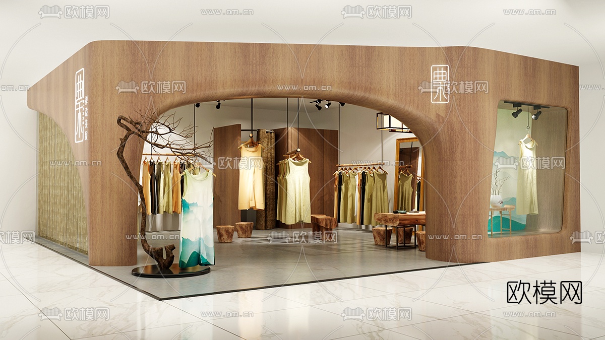 新中式服装店门面3D模型下载_ID10084637_3dmax免费模型-欧模网