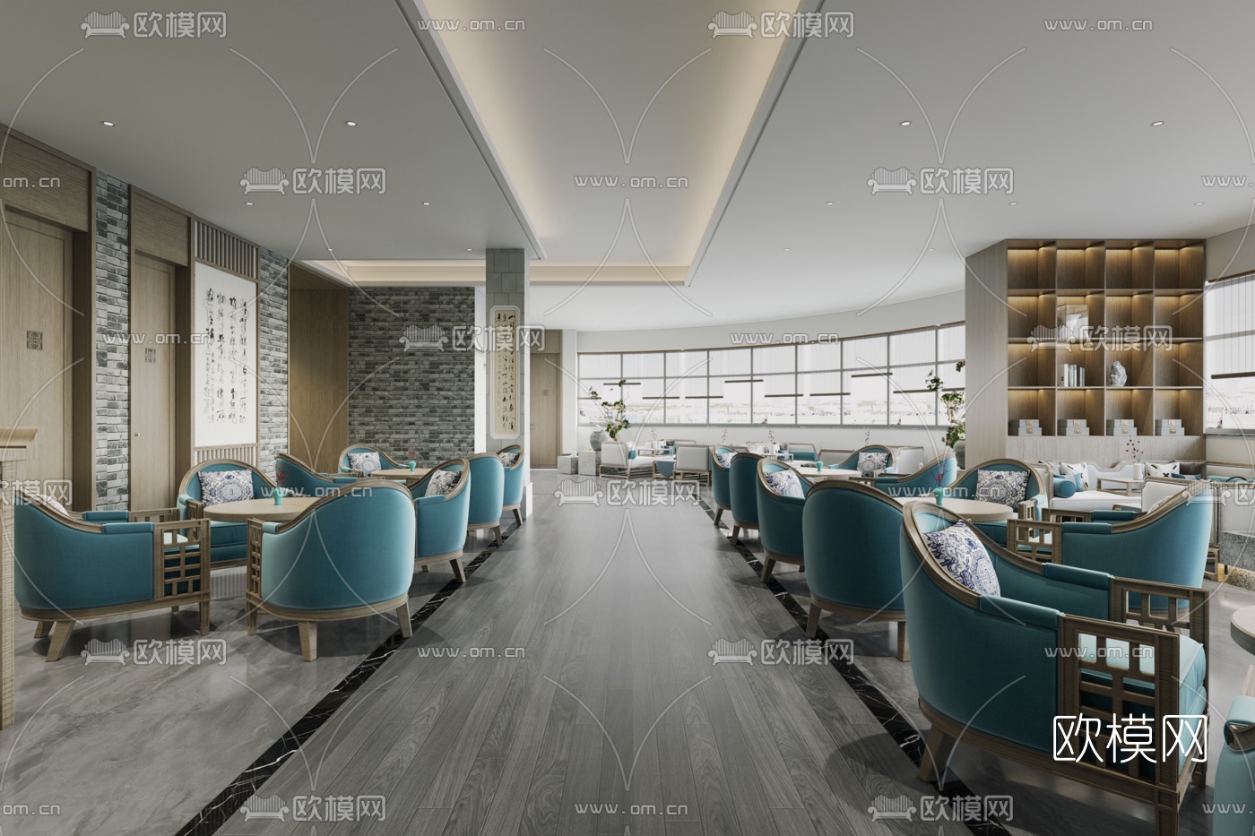 新中式茶楼大厅3d模型