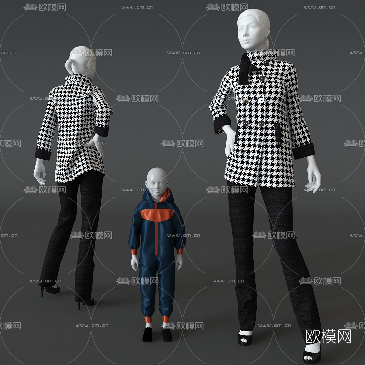 现代人物模特服饰3D模型