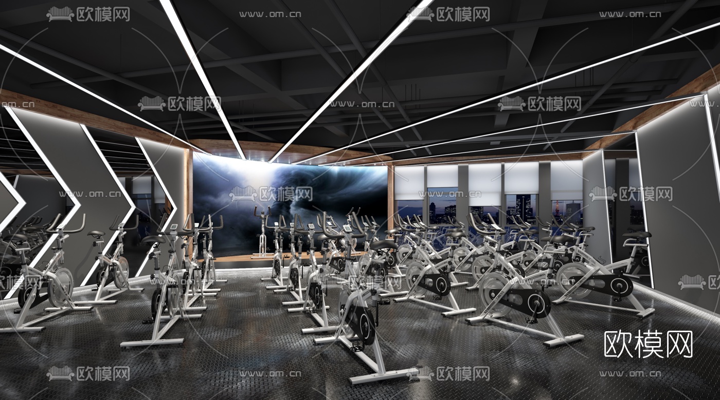 现代健身房3d模型下载