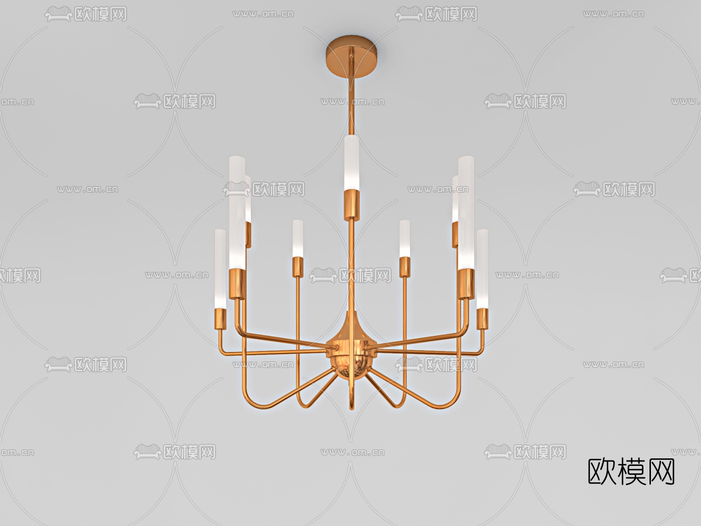 北欧金属多头吊灯3d模型下载（渲染图3）