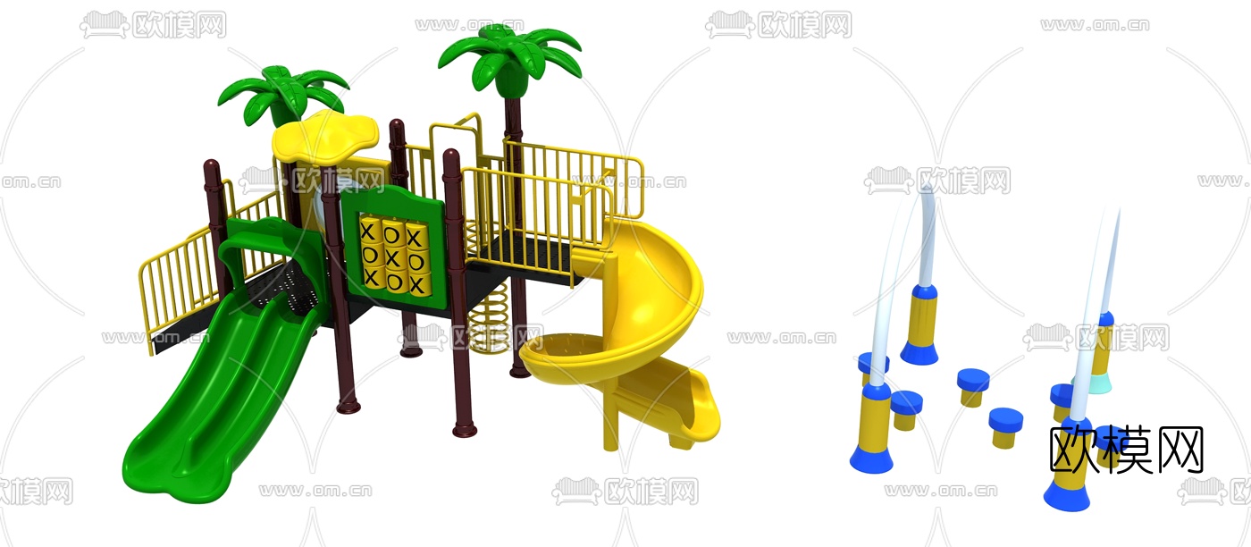 现代儿童滑梯游乐设施3d模型下载
