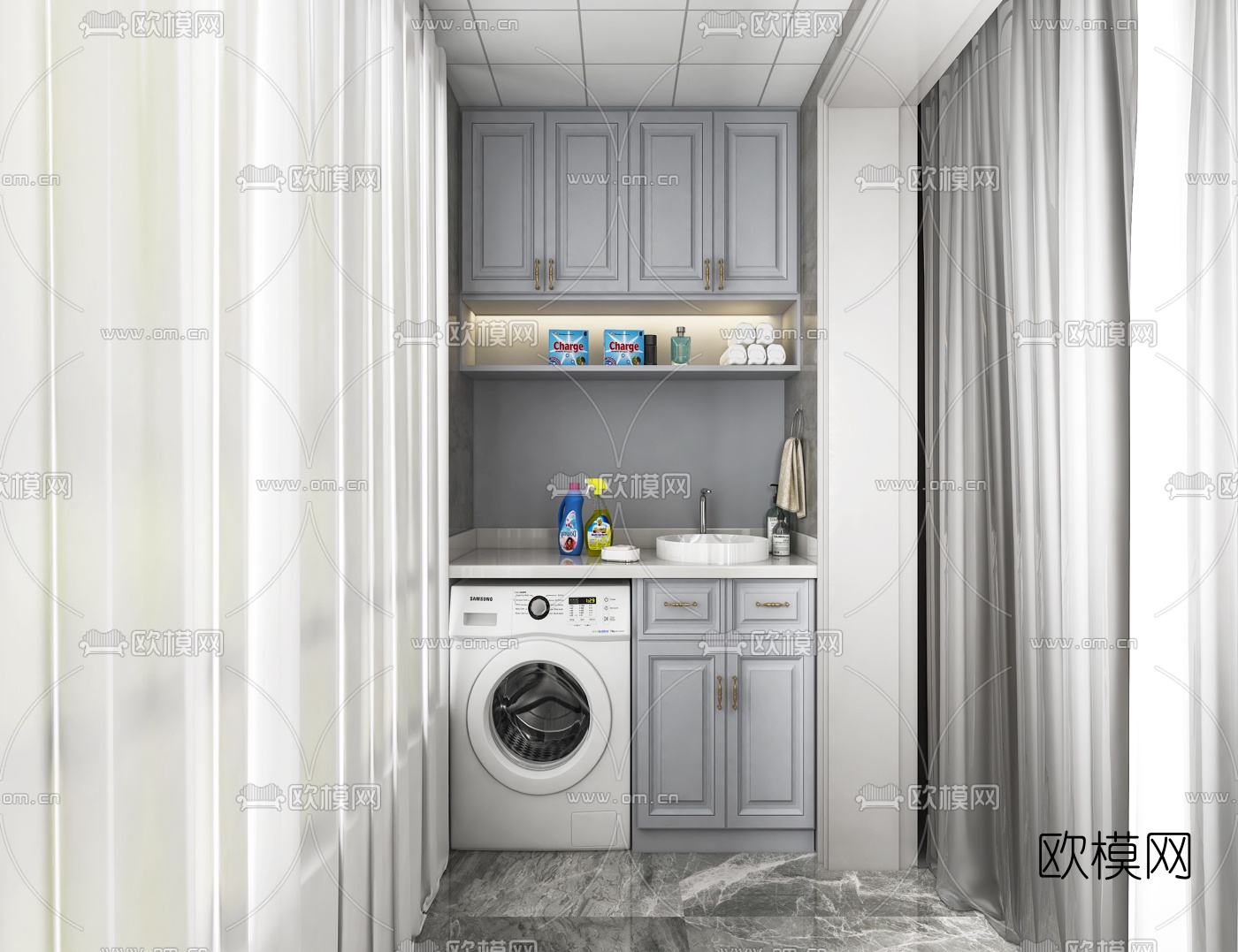 现代阳台洗衣房免费3d模型下载