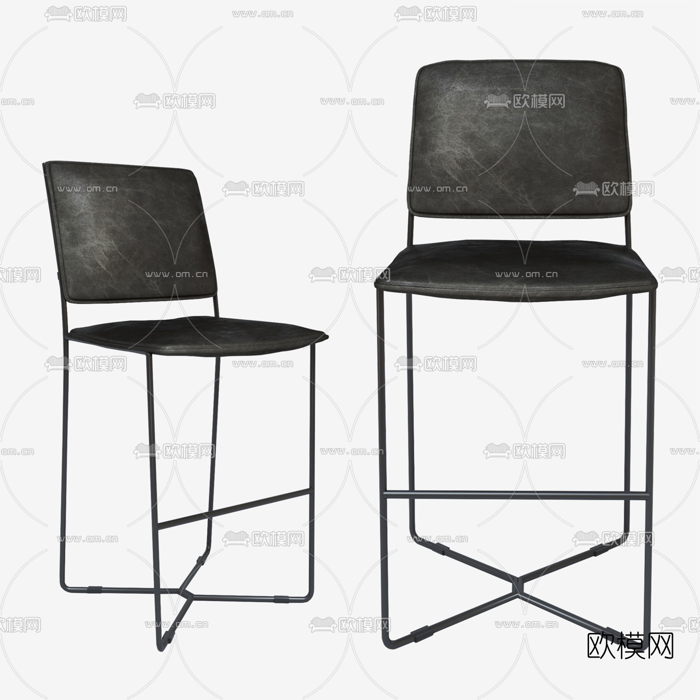 工业风靠背吧台椅3d模型下载