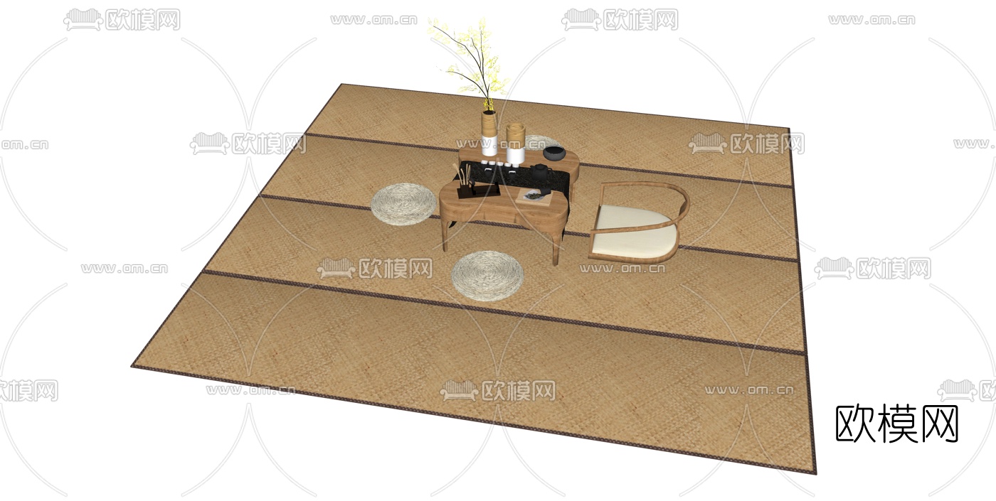 日式茶室榻榻米su模型下载